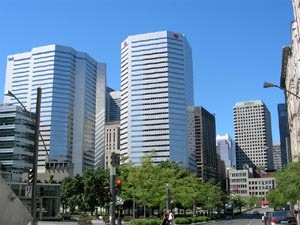 Square Victoria and skyscrapers